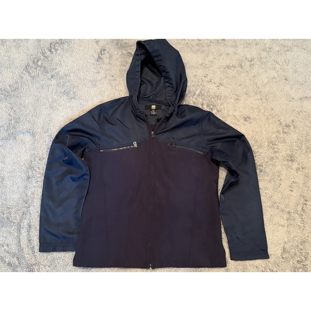 Marithe Francois Girbaud Full Zip Nylon Jacket Womens Size M Blue Hooded Pockets